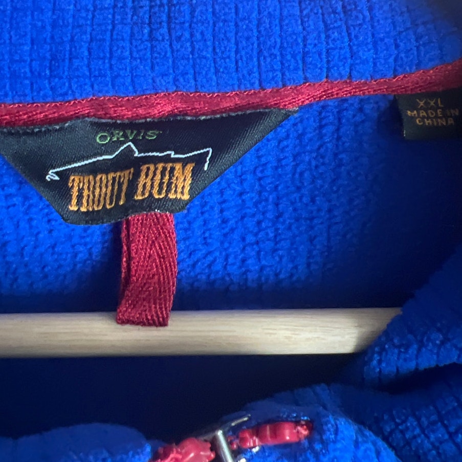 Orvis Trout Bum 2XL Fleece Waffle Full Zip Blue