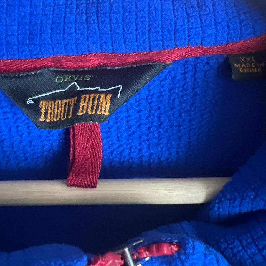 Orvis Trout Bum 2XL Fleece Waffle Full Zip Blue