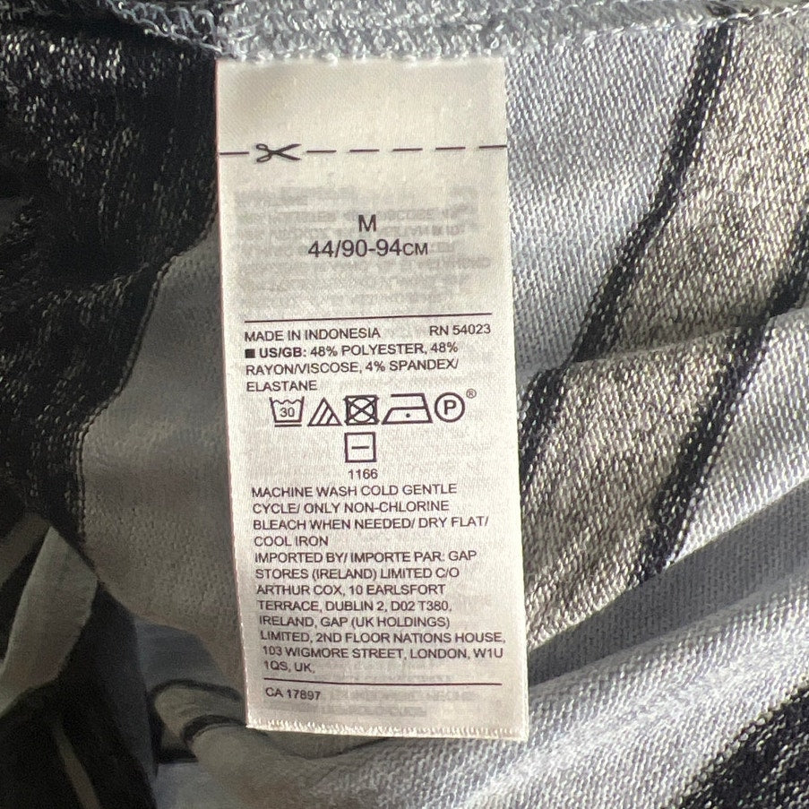 NWT Banana Republic Men M Gray Black & White Striped Long Sleeve