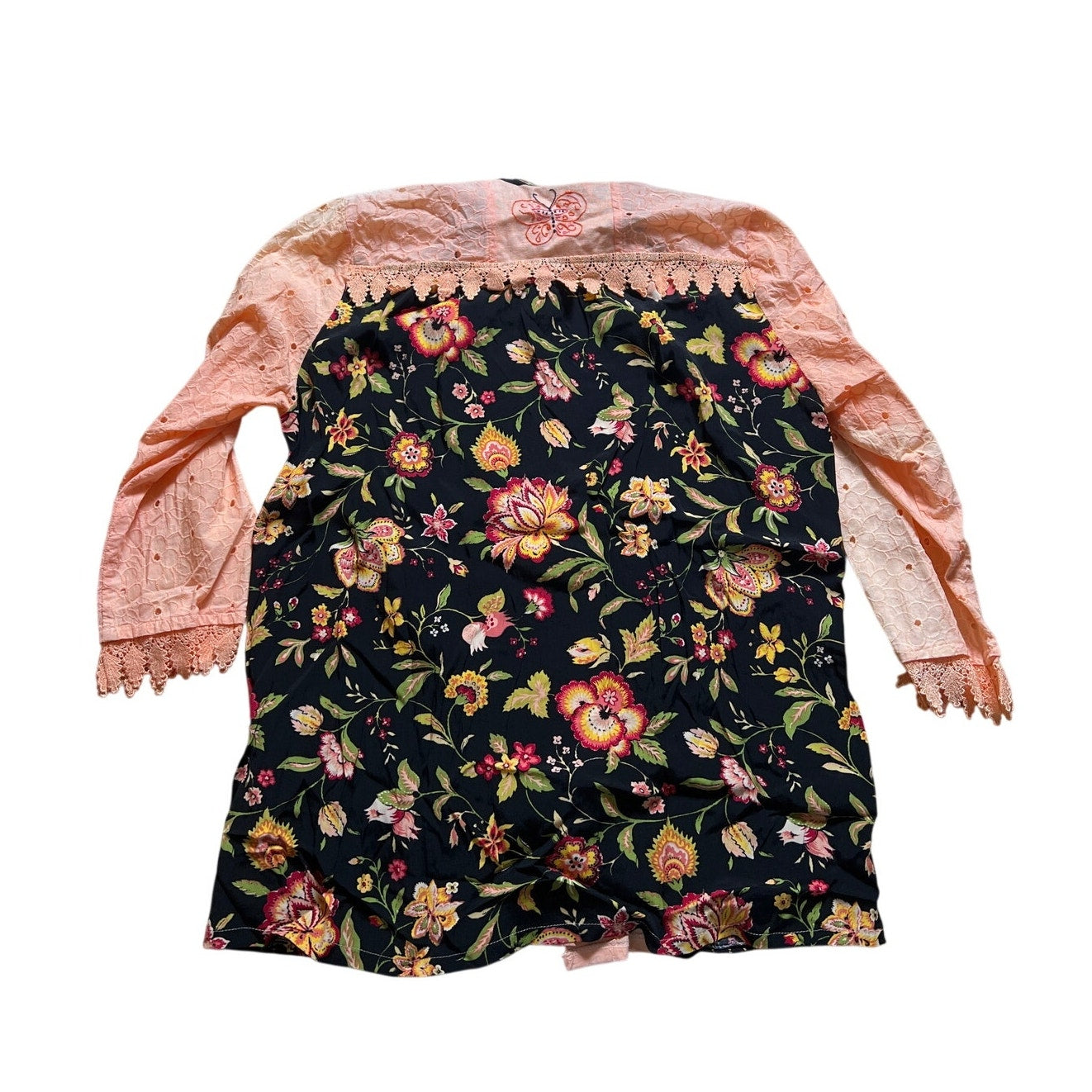 Handmade Floral Button-Up Long Sleeve Cardigan Size Large