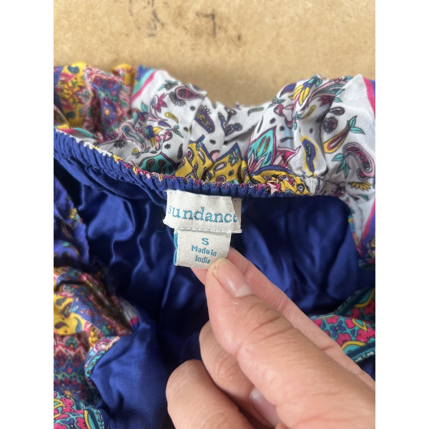 Sundance Dress Womens S Blue Paisley Print Maxi Sundress Scoop Neck Lined Boho