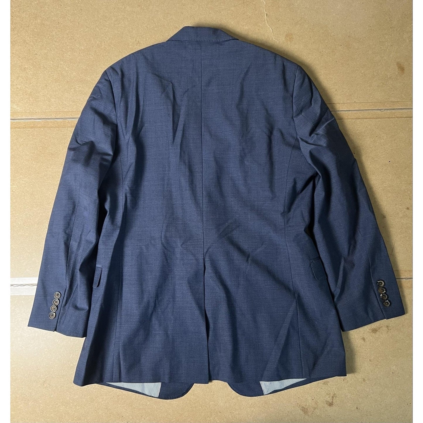 Blazer Mens 44 Blue Wool-Blend Flap Pocket Two-Button Notch Lapel Made In Egypt