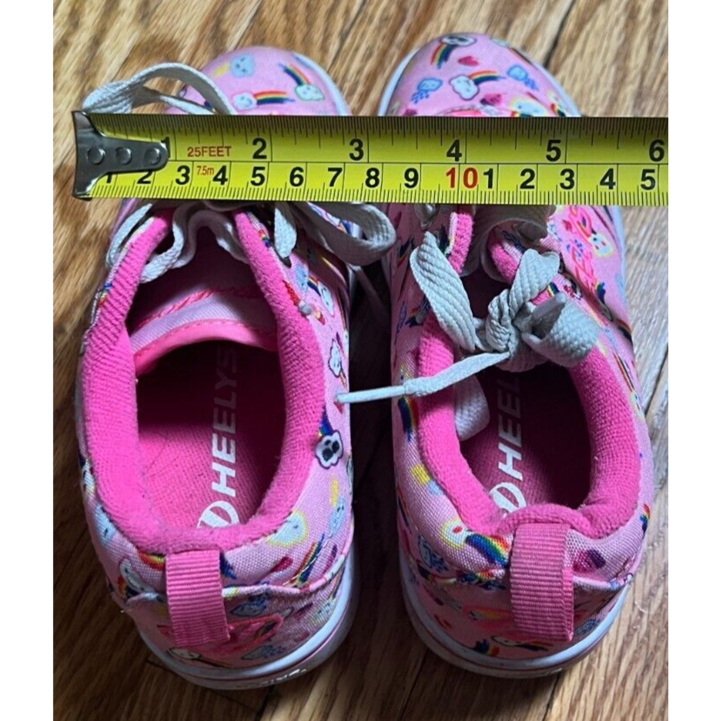 HEELYS Pink Rainbow Youth Size 1 Wheels, No Tool