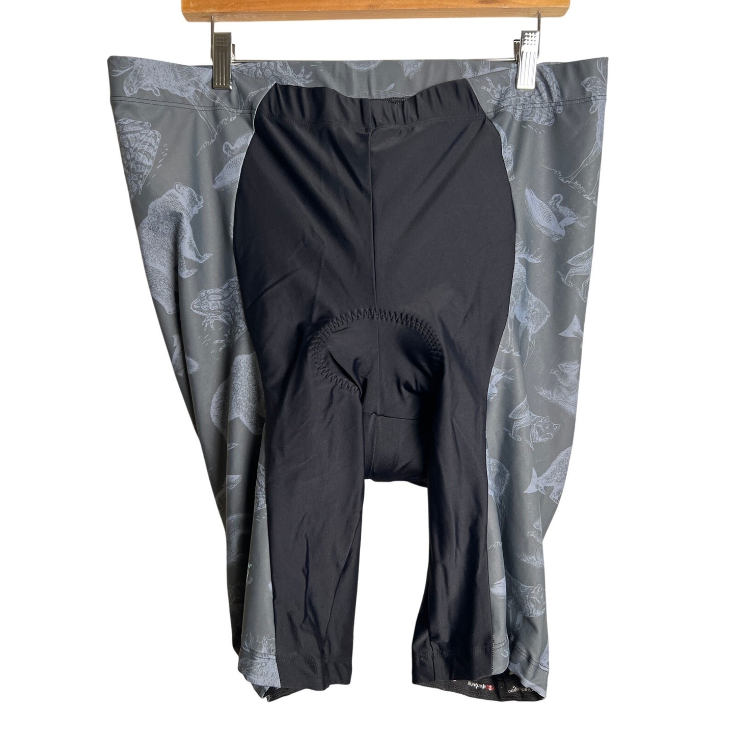 Podiumwear Cycling Shorts Mens 4XL Padded Bike Riding Gray Animal Print