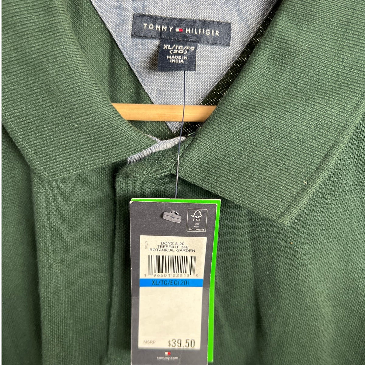 Tommy Hilfiger Regular Fit Short Sleeve NWT Botanical Green XL Boys
