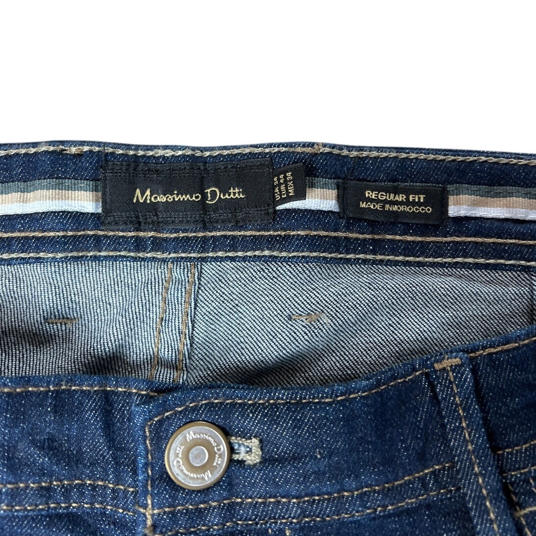 Massimo Dutti Size 34 Cropped Hem Dark Wash Straight leg Blue Jeans