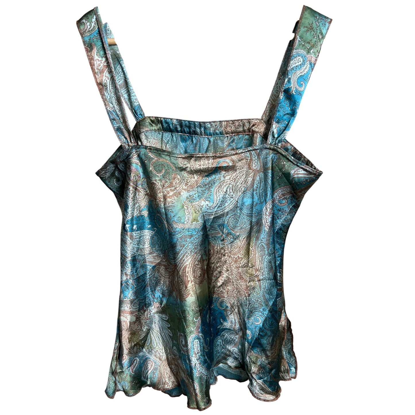 Self Esteem Women Paisley Satin Blue Top *Dimensions In Pictures*