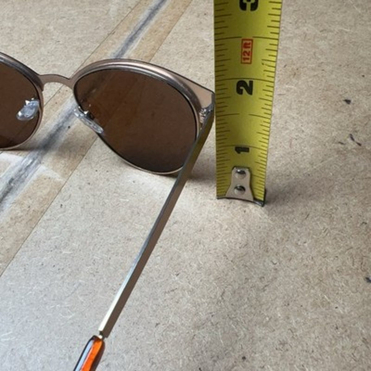 Sunglasses Unisex 54-17-144mm Gold Cat Eye Brown Tinted Adjustable Metal