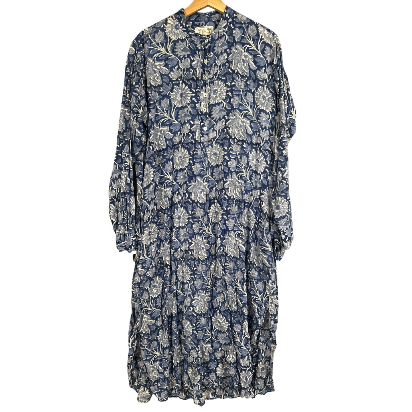 Mille Resort & Travel Blue Long XL 100% Cotton Maxi Dress Cover Up