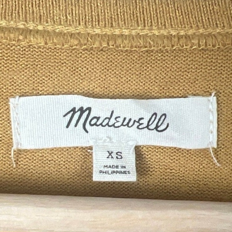 Madewell XS Puff-Sleeve Scoopneck Top Mustard Long Sleeve Women’s