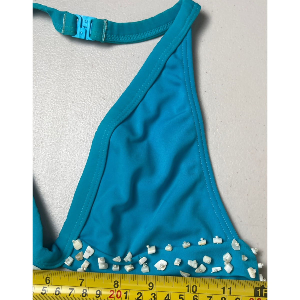 Blue Sequined Swim Top Size Medium Adjustable Strap