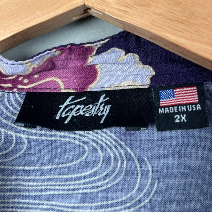 Tapestry Purple Floral Men 2XL Button Up Top