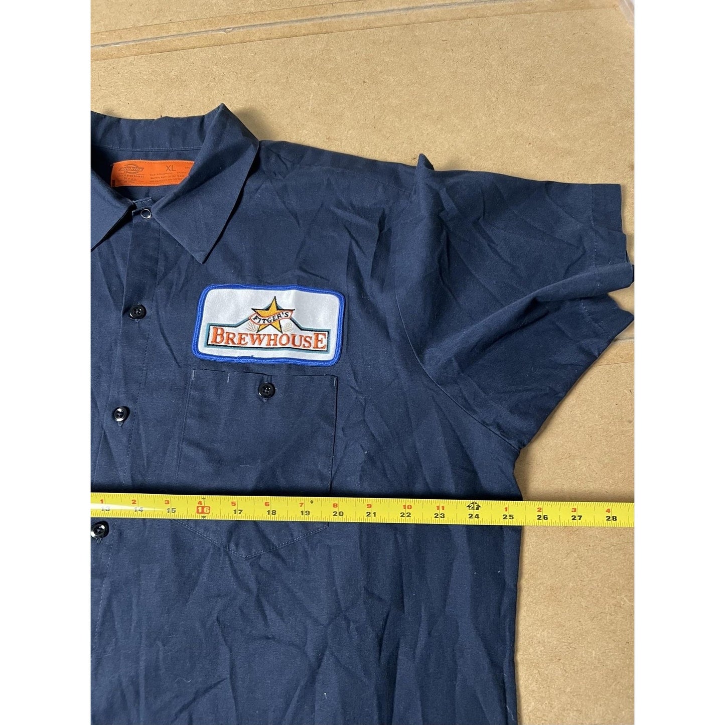 Brewhouse Shirt Mens XL Blue Short Sleeve Button Up Twill Workwear Embroidered