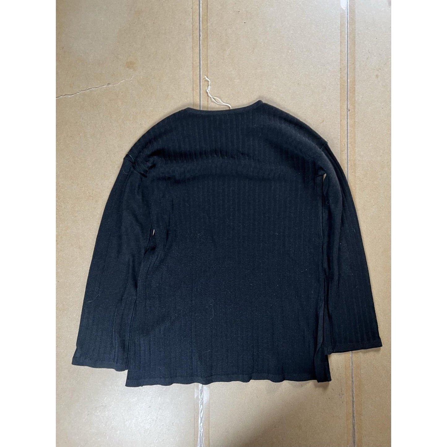 SmartWool Sweater Womens M Black Tunic V-Neck Ribbed Knit Stretch Relaxed Logo