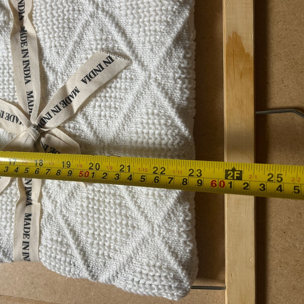 NWT Made In India Toddler White Crochet Blanket