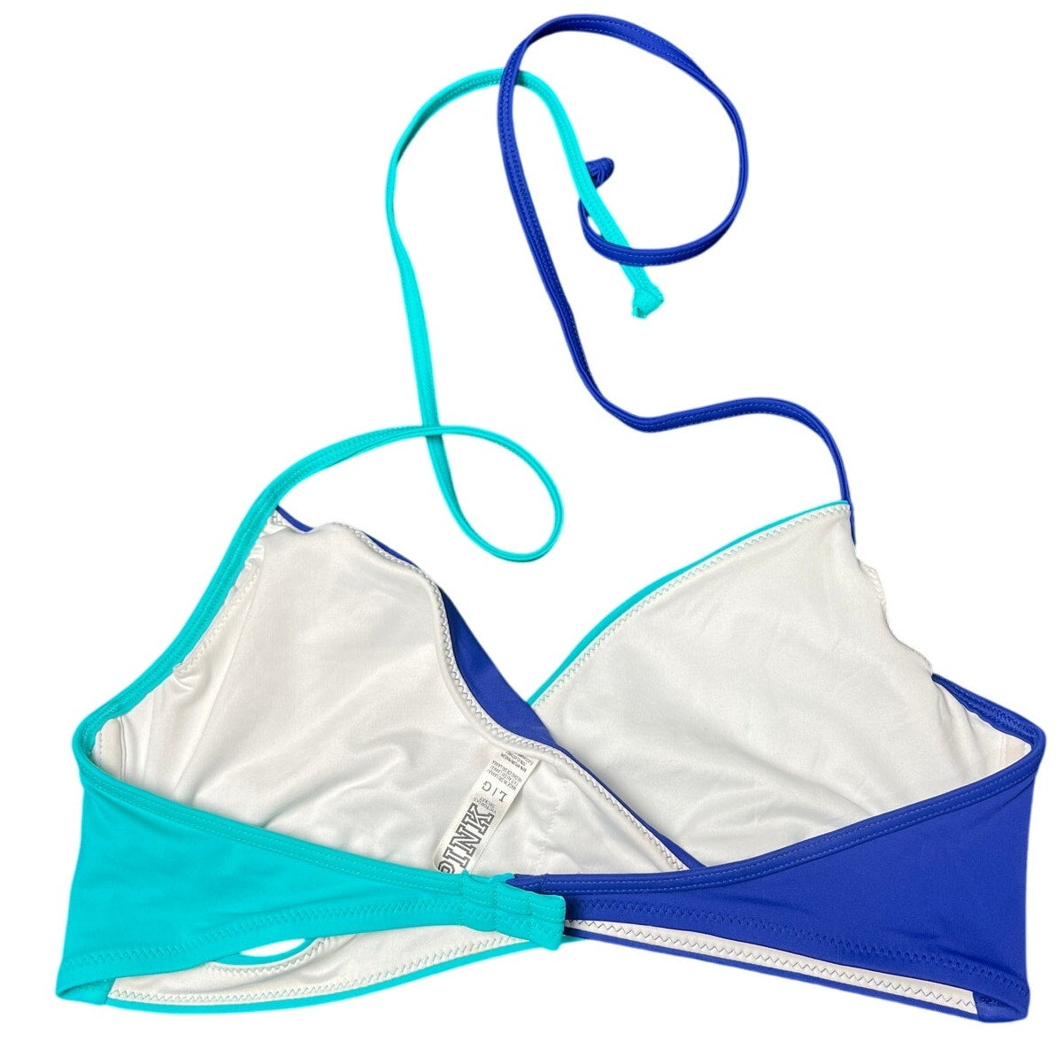 Pink Victoria Secret Block Wrap Size Large Women Top Bikini Tie Blue