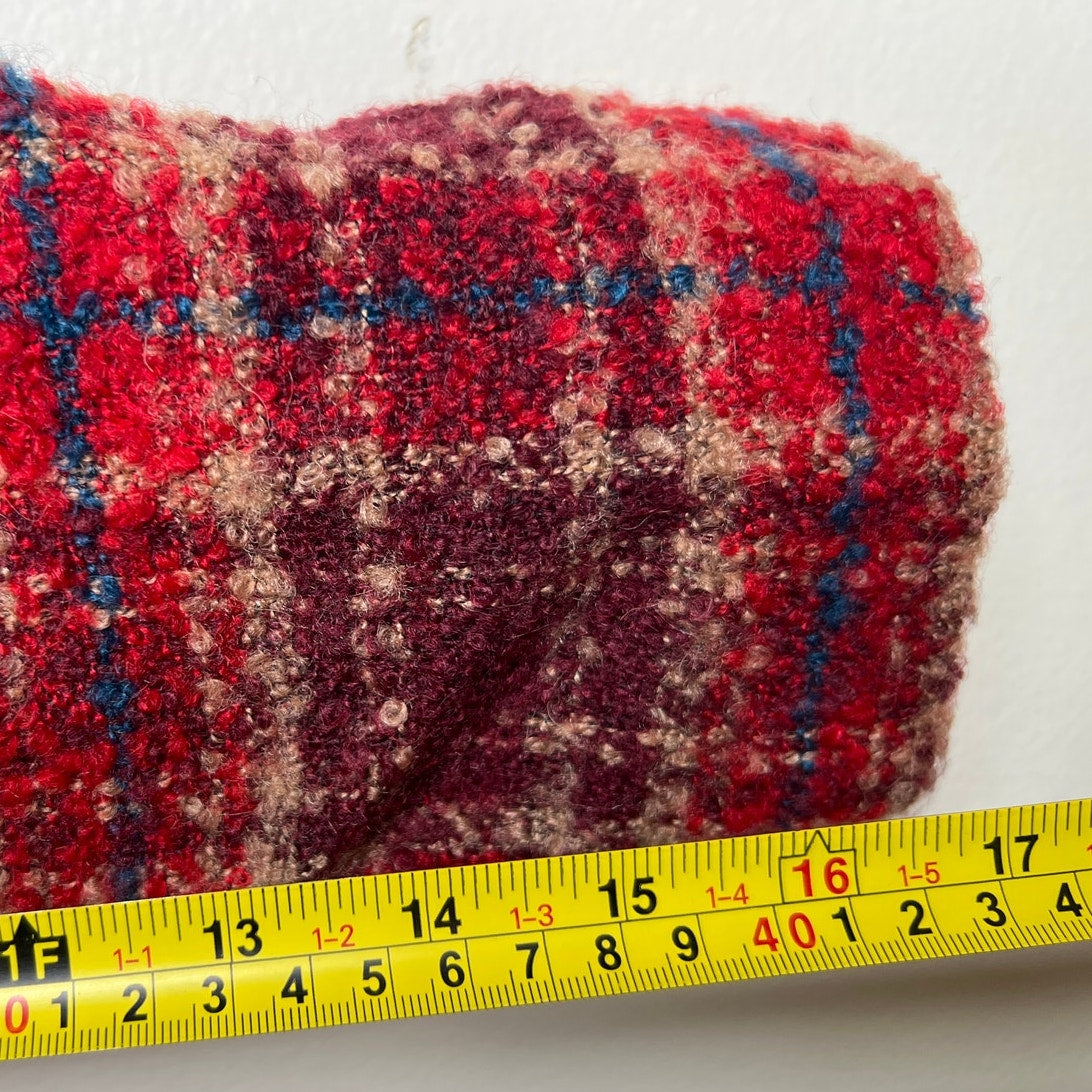 Anthropologie Tabitha Moretown 4 Tweed Ruffle Red Plaid Career Blazer Jacket