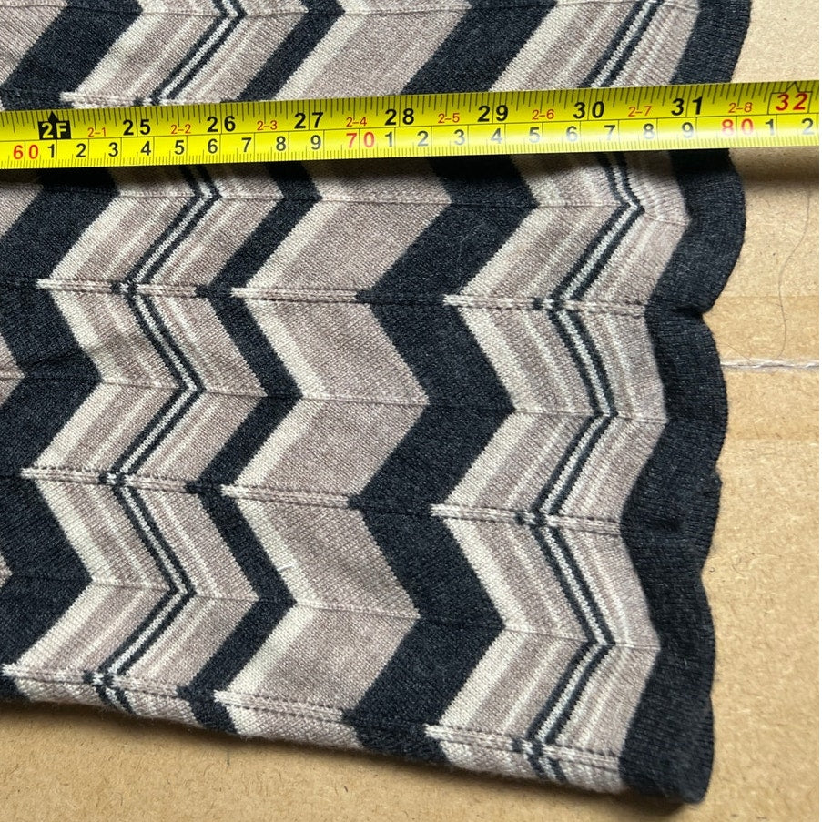 Valerie Bertinelli Gray/Cream 100% Merino Wool Open Cardigan Sz Large