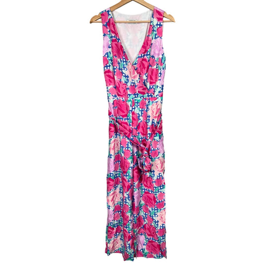 Vineyard Vines Kentucky Derby Run For The Roses Silk Blend Sleeveless Jumpsuit 6