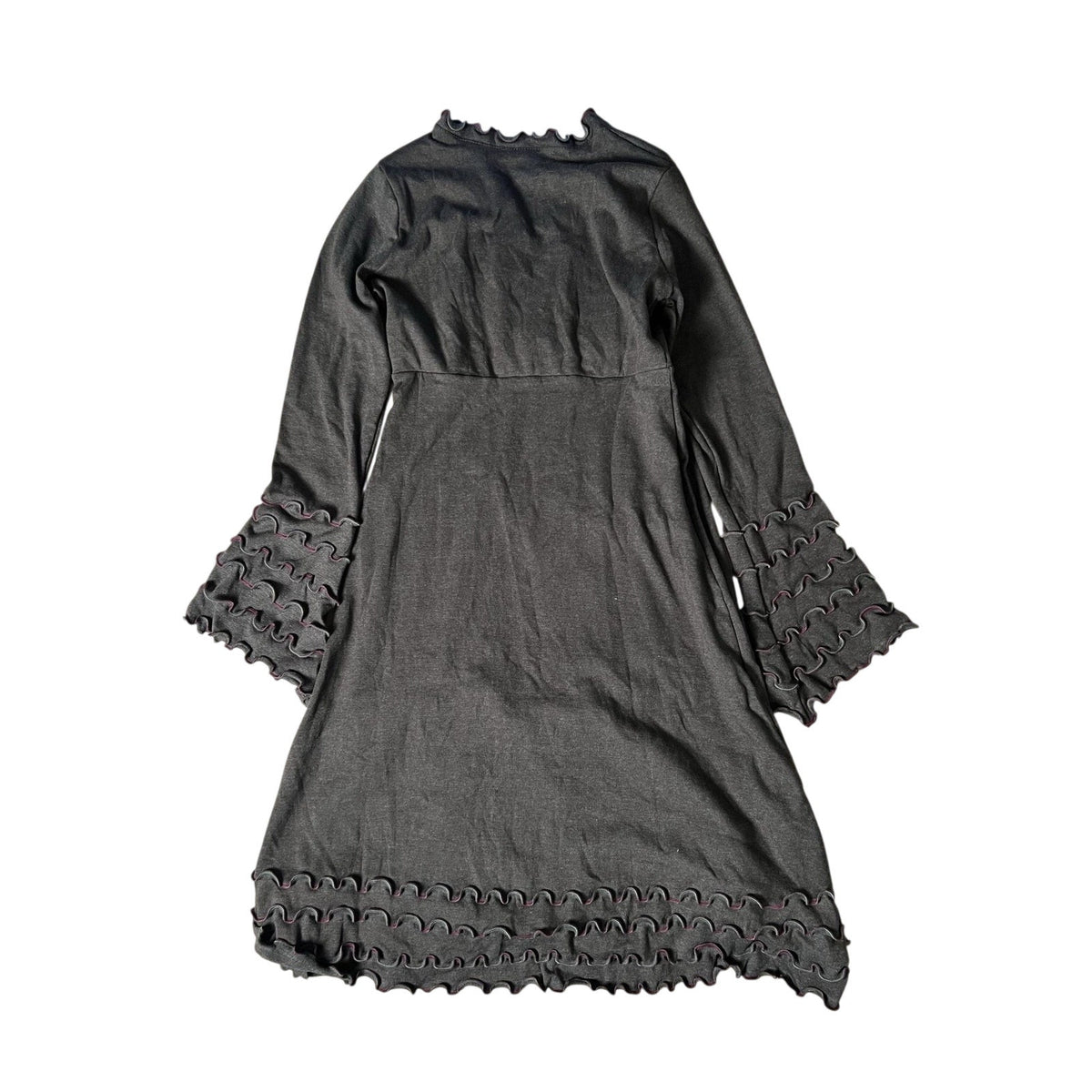 LAURA HHLAVAC Dress Womens M Brown Fit & Flare Sweater Dress V-Neck Ruffle