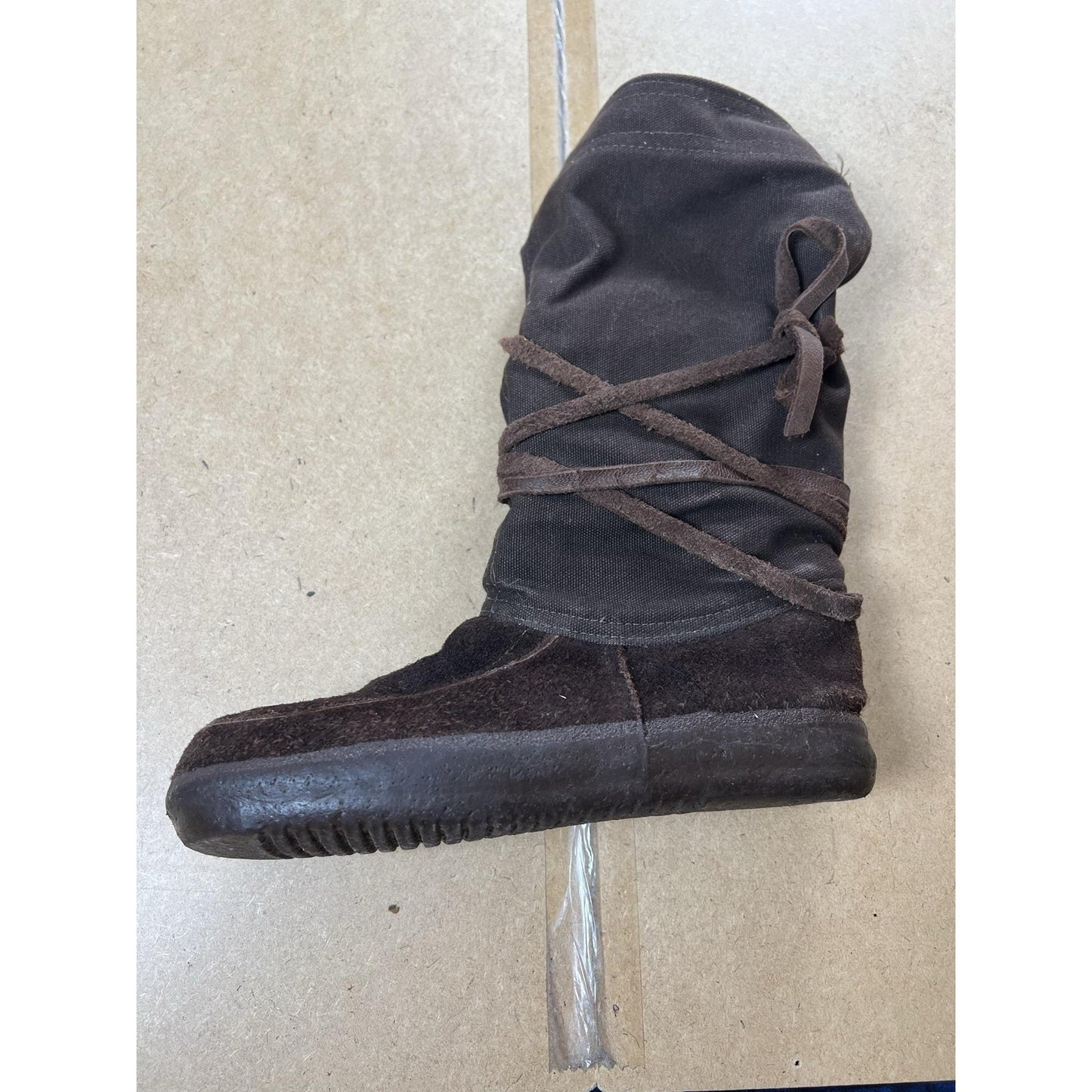 Steger Mukluks Snowshoe Boots Womens 8 Brown Moosehide Lace-Up USA Rubber Sole