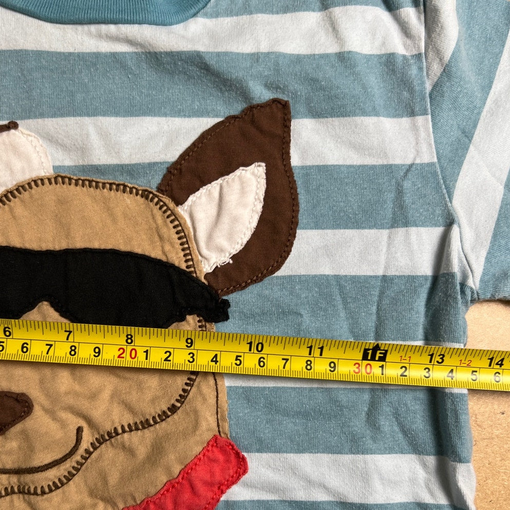 Mini Boden 5-6Y Boy Stripped Blue/White Dog Graphic  T-Shirt