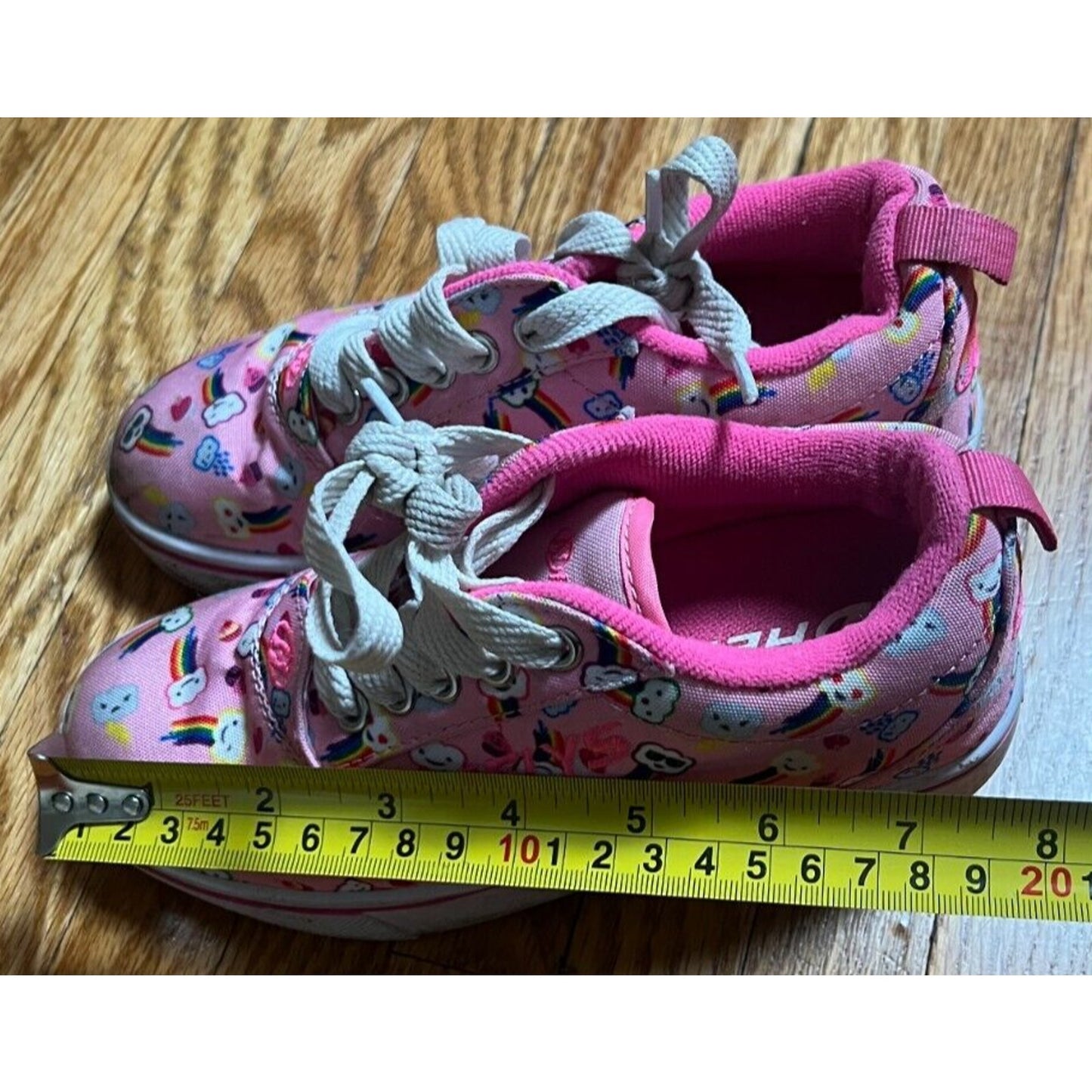 HEELYS Pink Rainbow Youth Size 1 Wheels, No Tool