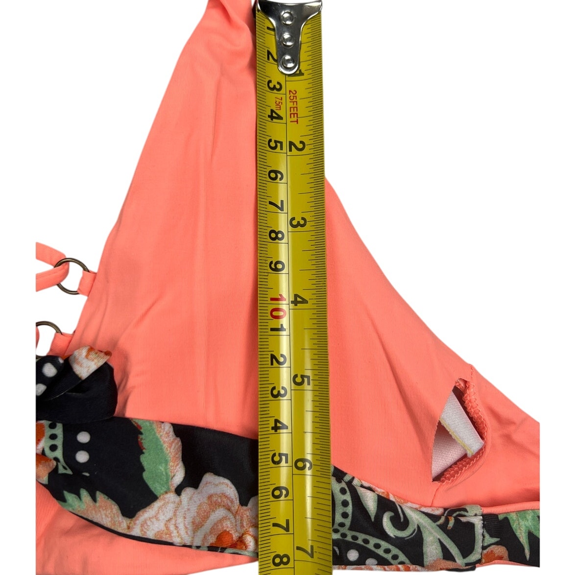 Becca Black & Pink Floral Swimwear Bikini Top Size Medium M NWT