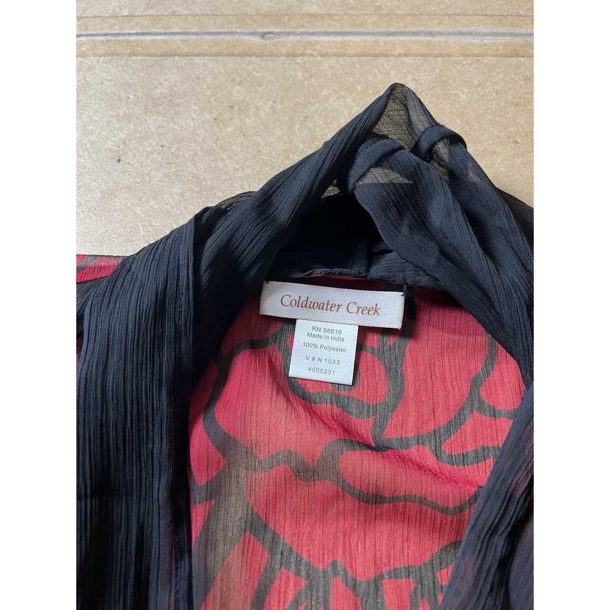 Coldwater Creek Cardigan Womens One Size Black Floral Chiffon Open Lightweight