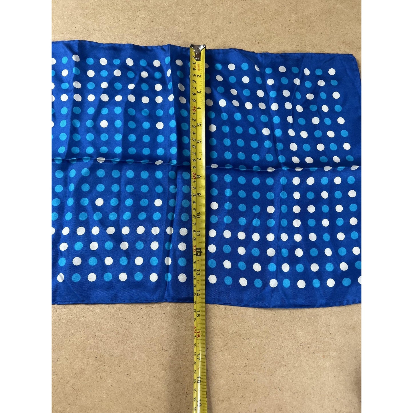 ECHO Kerchief Mens One Size Blue Polka Dot 100% Silk Square Scarf Twill