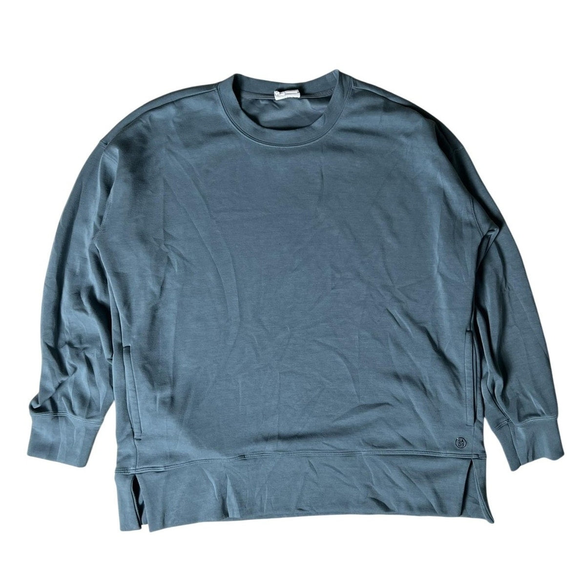 SAE Collective Sweater Womens L Green Pullover Lightweight Oversized Crewneck