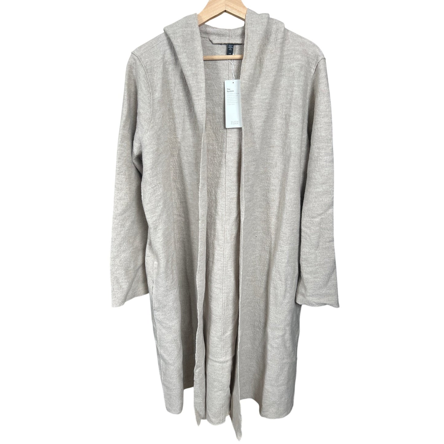 Eileen Fisher NWT 100% Wool Hooded The System Sweater Size Large