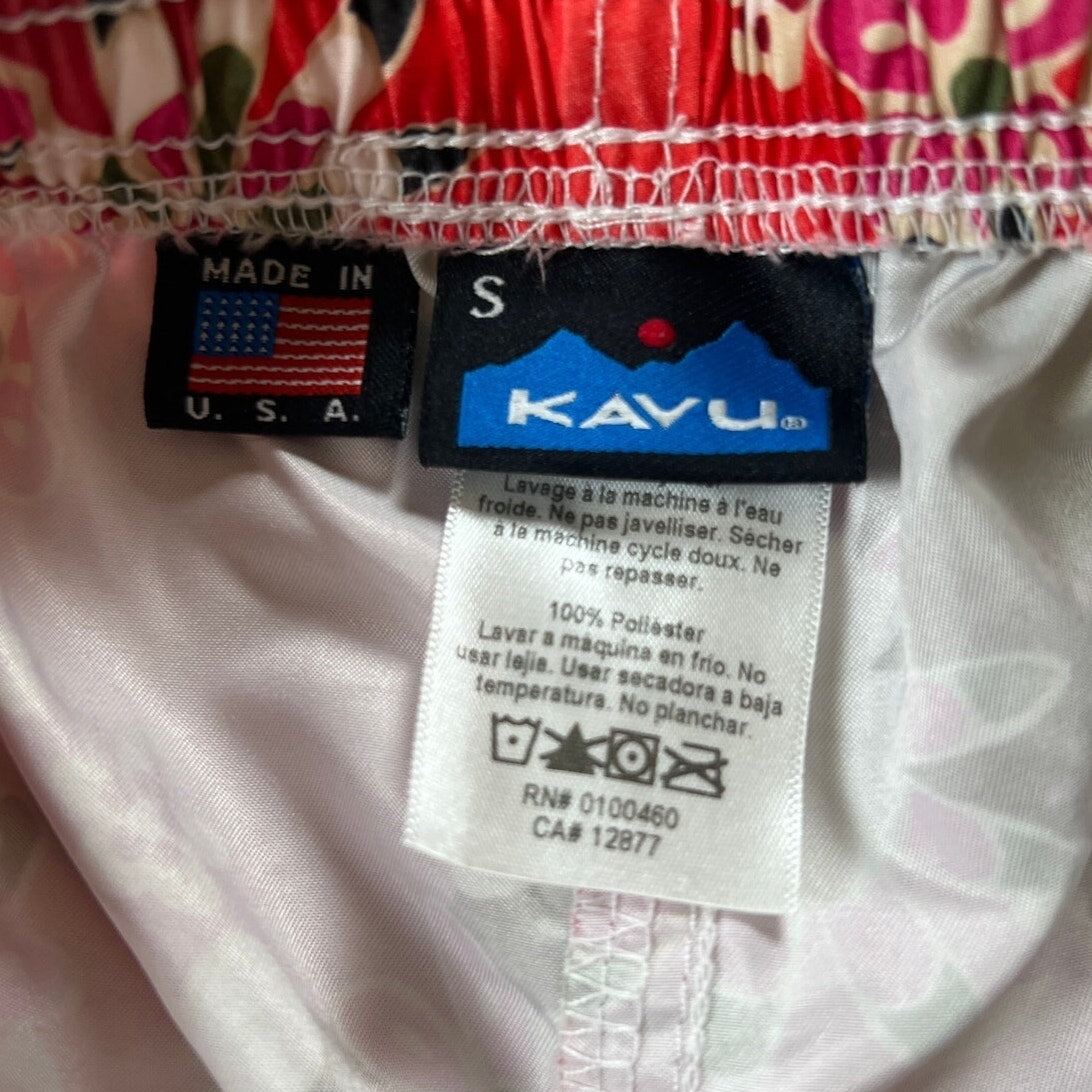 Kavu Red Floral Swim Activewear Shorts Women Size S