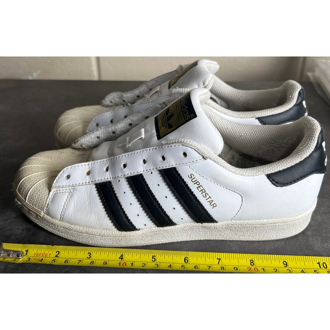 Adidas Superstars Laceless White Black Sneakers Size 8.5