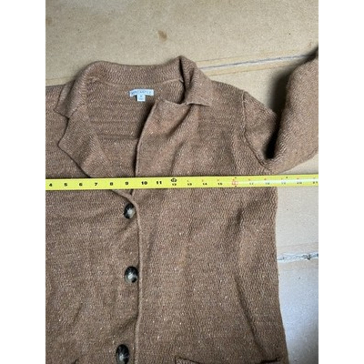 J.Crew Mercantile Cardigan Womens M Brown Herringbone Chunky-Knit Pockets