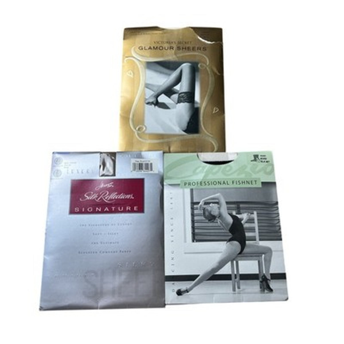 Mixed Brands Pantyhose Womens M Multicolor Sheer Fishnet Glamour Lot 3 Nylon
