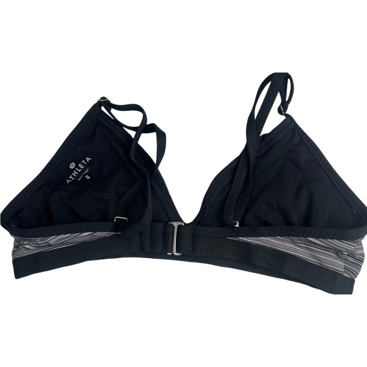 Athleta Small Veracruz Bikini Top Black/Gray Striped