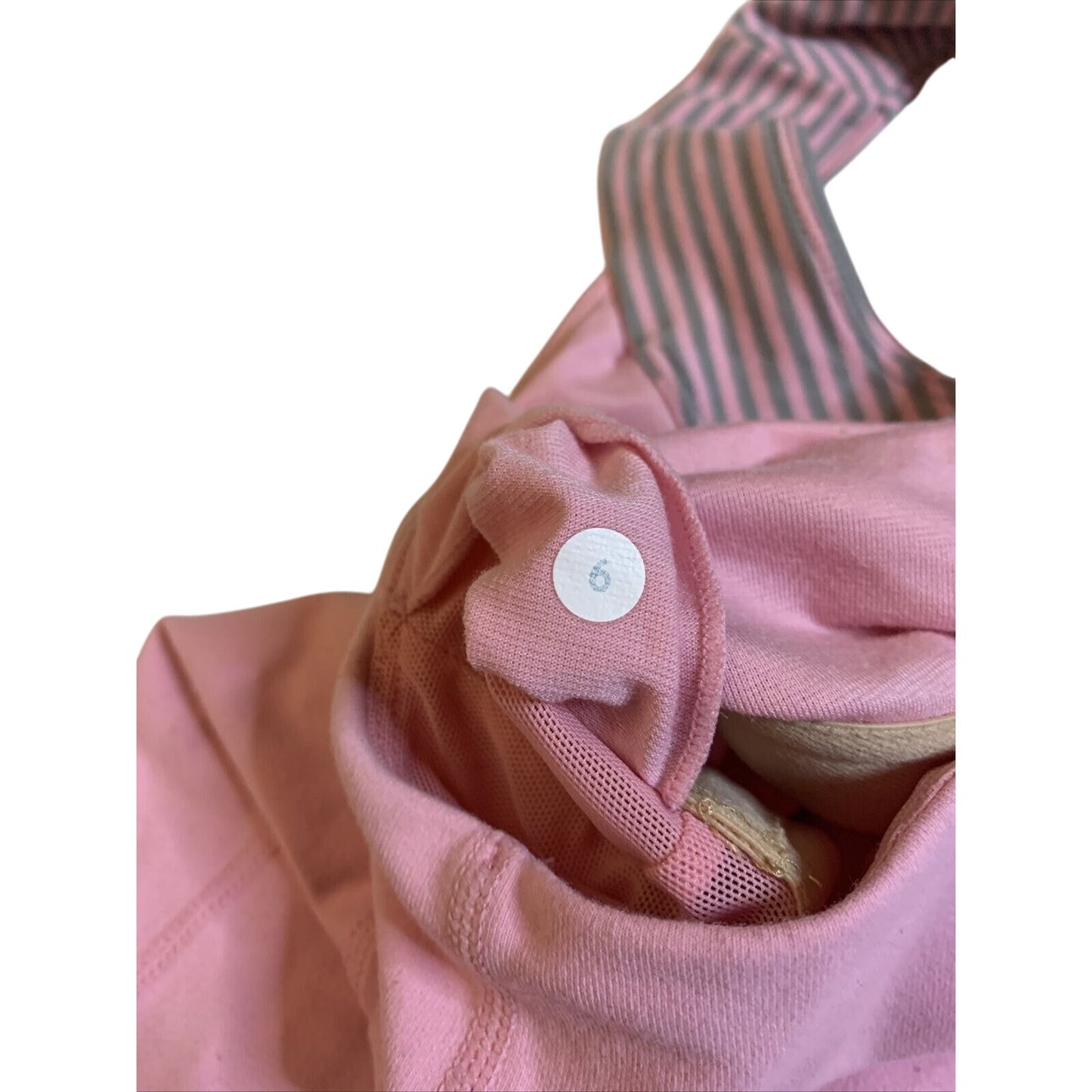 lululemon racerback light pink and striped athletic tank top Size 6
