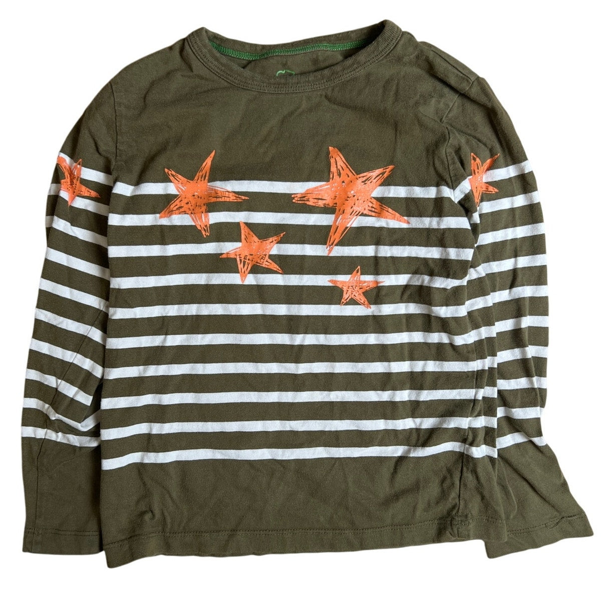 Mini Boden 6-7 Boys Green/White Long-Sleeve 100% cotton Shirt