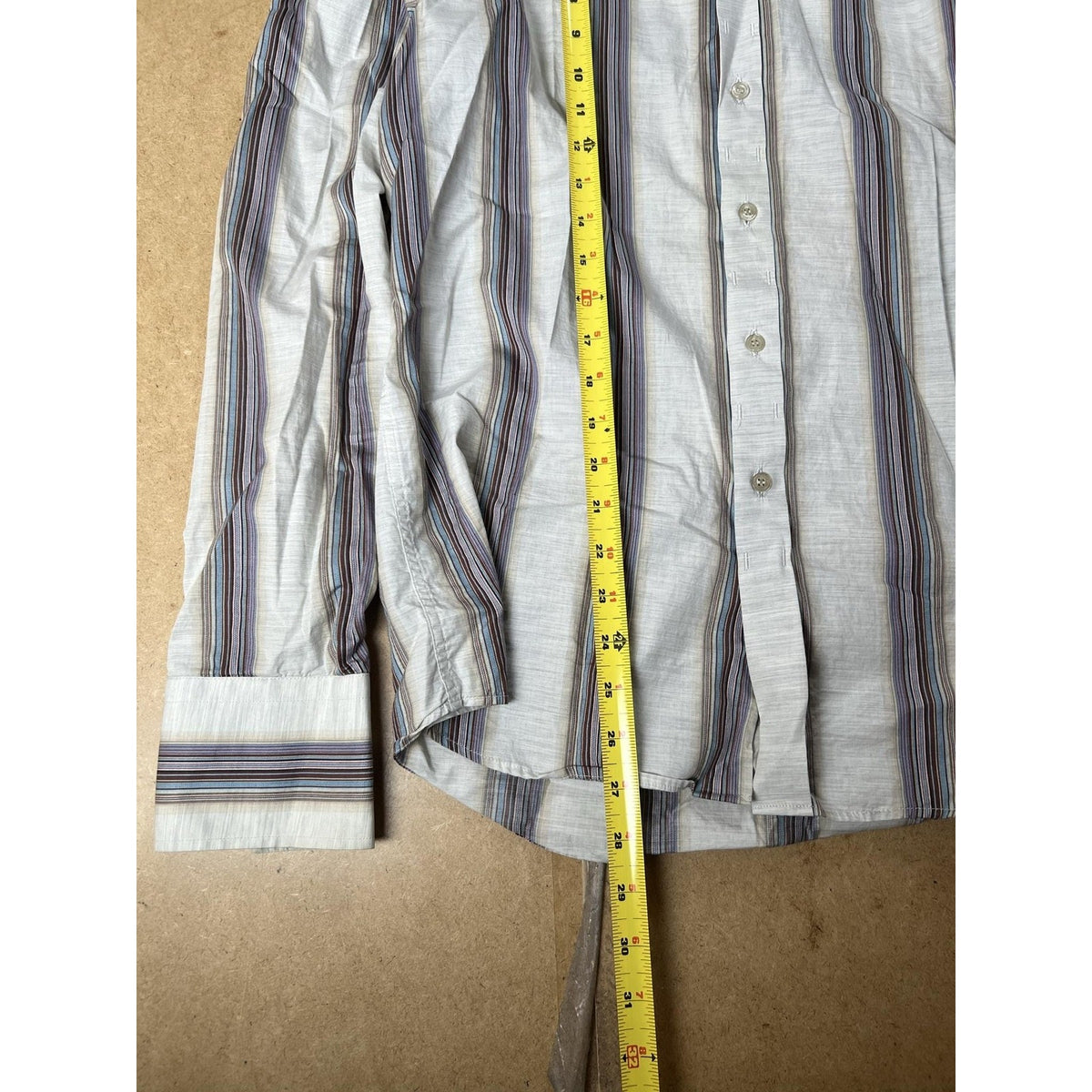 J.Lindeberg Shirt Mens EU 50 Beige Striped Long Sleeve Button Up Collared