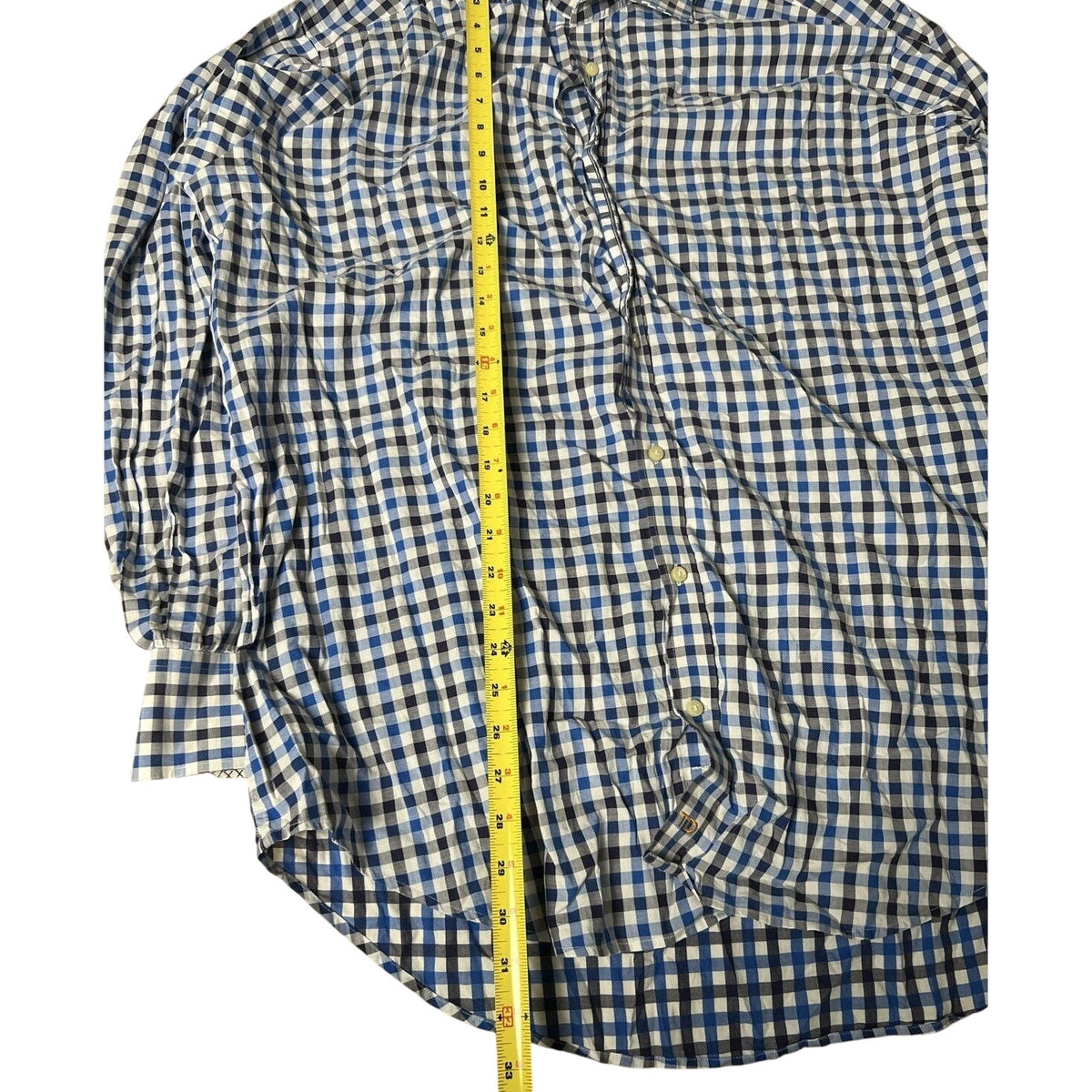 Thomas Dean Shirt Mens 2XL Blue Check Long Sleeve Button Up Collared Casual
