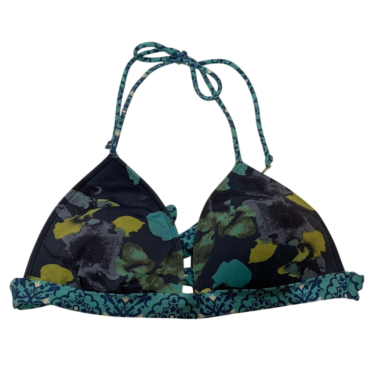 Gilly Hicks Women's Floral Blue Up Lift String Bikini Top Size Large L - EUC