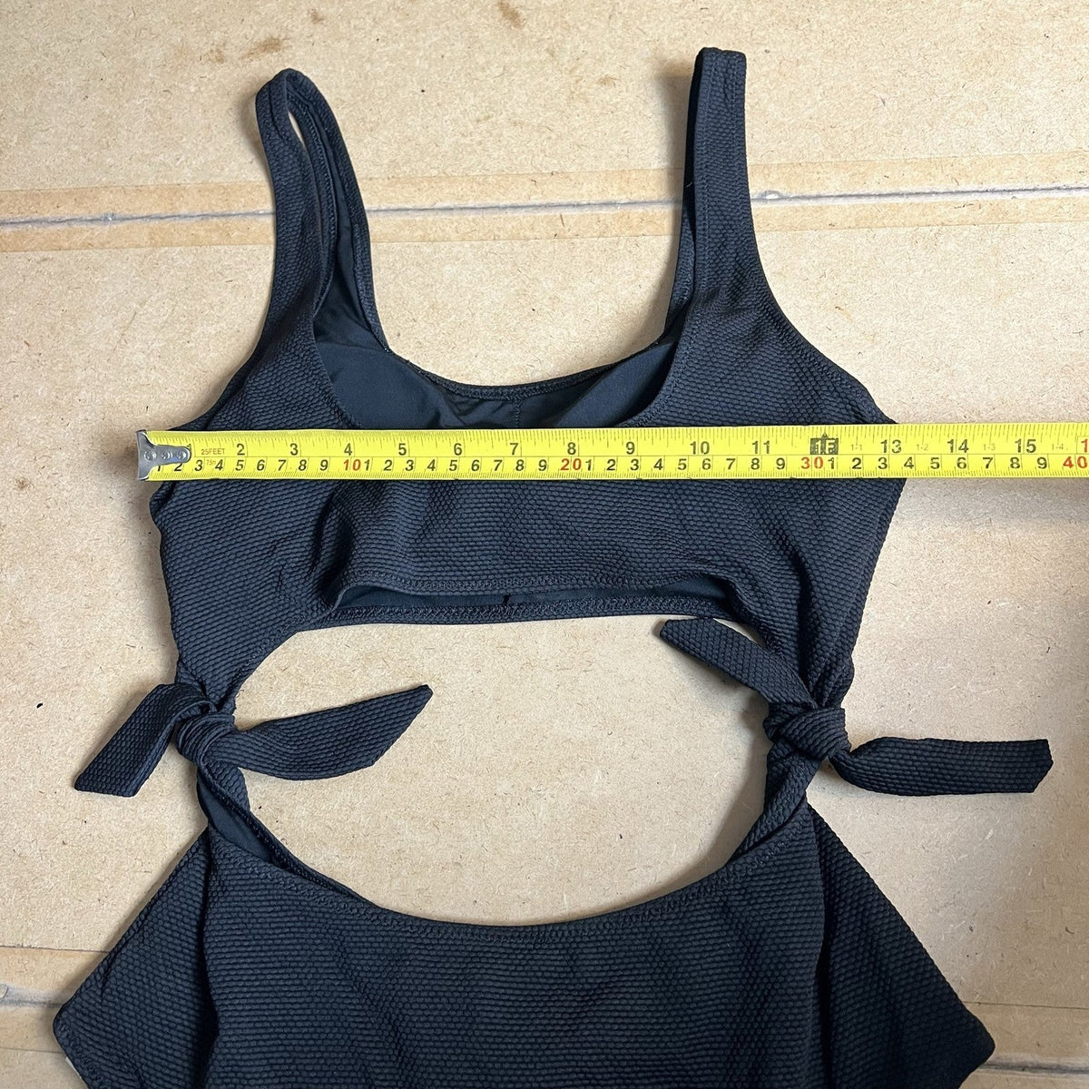 NWT Aerie One Piece Womens L Black Cheeky Cutout Lined Adjustable Bow Side Tie