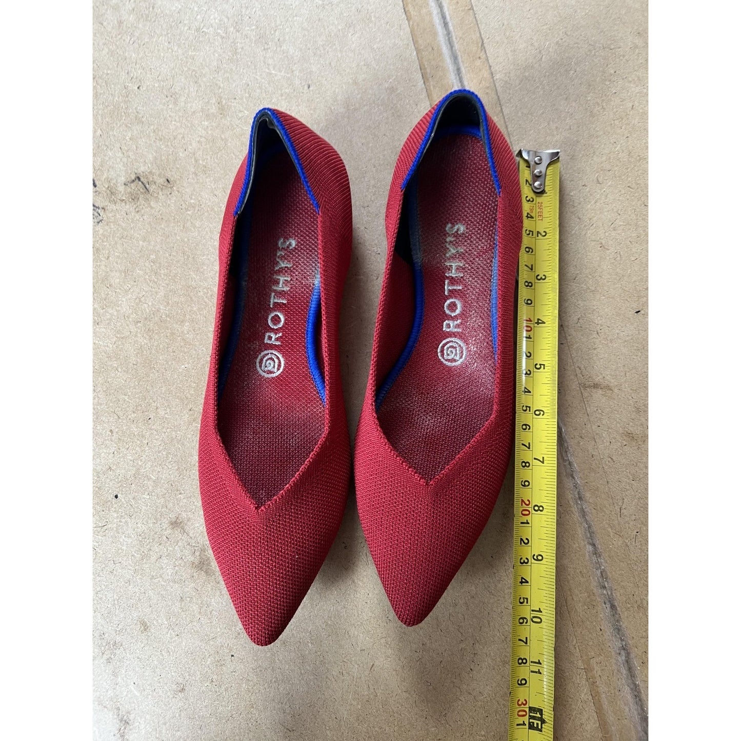Rothy's Shoes Womens Size 10.5 Red The Point Pointed Toe Knit Flats Cushioned