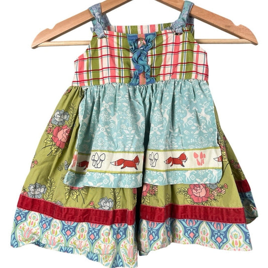 Matilda Jane Size 2 Girl Sun Dress Apron Fox Holiday