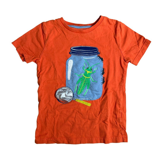 Mini Boden 6-7Y Boys Orange Cricket Graphic T-Shirt