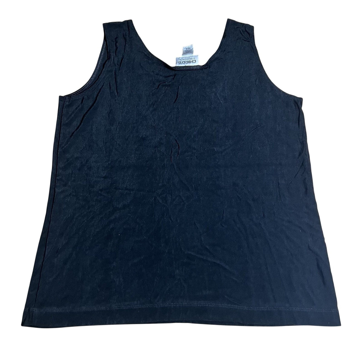 Chico's Travelers Tank Womens 3 Black Knit Scoop Neck Stretch Casual Lightweight