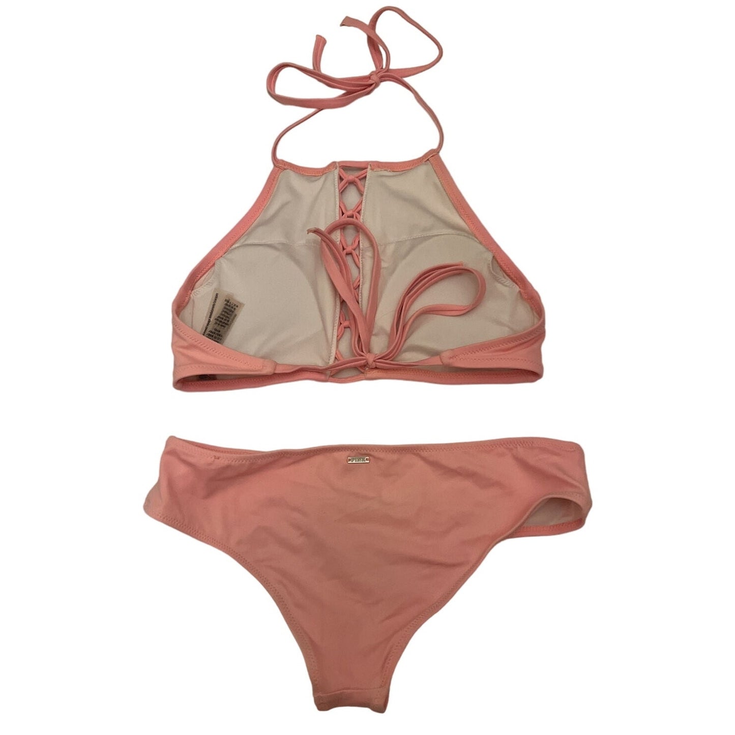 Victoria's Victoria Secret Bikini PINK Light Pink High Neck Halter Set XS - EUC