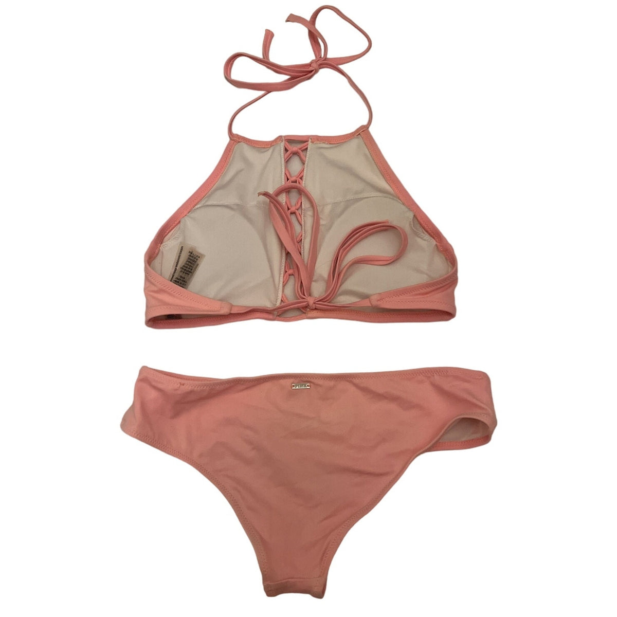 Victoria's Victoria Secret Bikini PINK Light Pink High Neck Halter Set XS - EUC