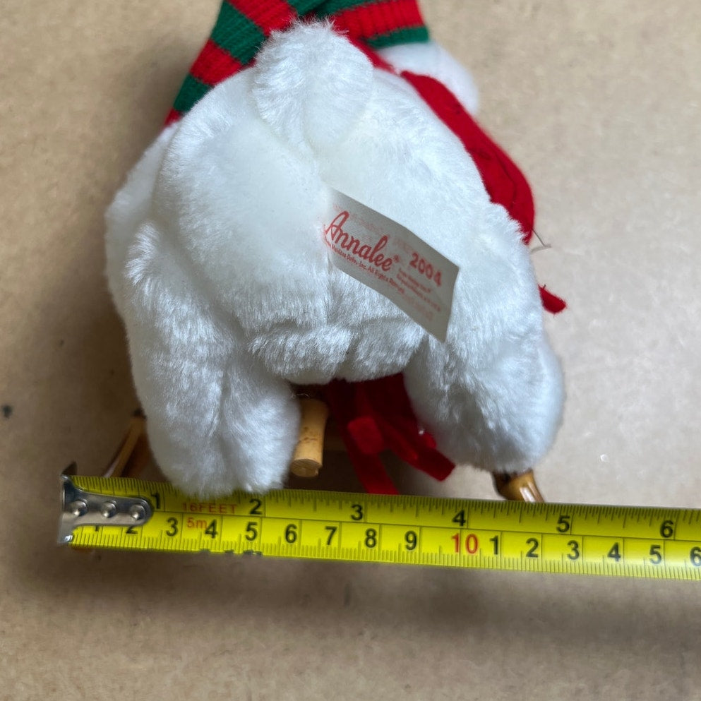 Annalee 2004 Christmas Bear Sitting on Wooden Chair Decoration